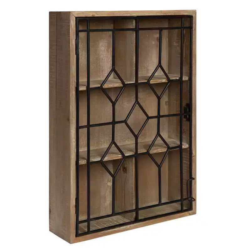 Decorative Wooden Wall Hanging Curio Cabinet, Vintage Farmhouse Display