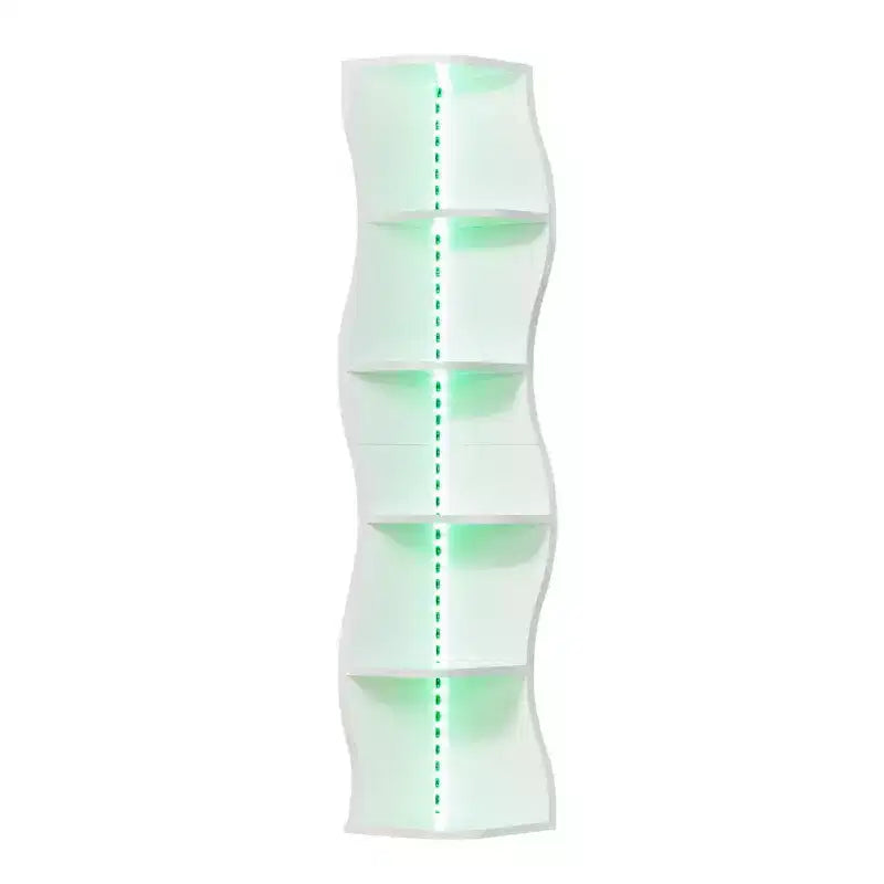 VECELO Étagère d'Angle Onde à 5 Niveaux, Étagère de Rangement Verticale Haute pour Petits Espaces et Salon, Blanche