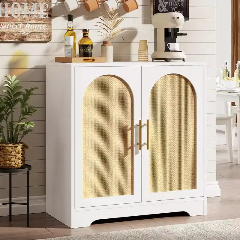 30 Rattan Sideboard Buffet Cabinet, Modern Console Table for Living Room, Kitchen, Hallway, Dining Room, Entryway
