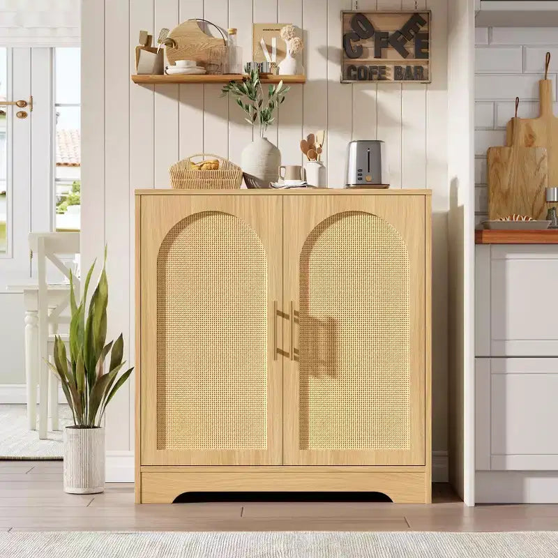 30 Rattan Sideboard Buffet Cabinet, Modern Console Table for Living Room, Kitchen, Hallway, Dining Room, Entryway