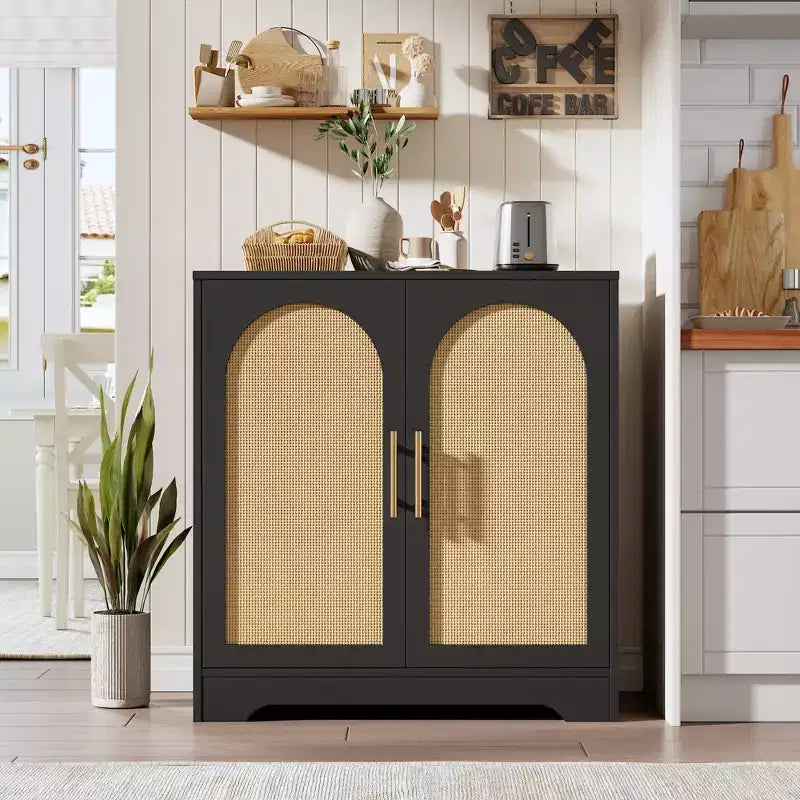 30 Rattan Sideboard Buffet Cabinet, Modern Console Table for Living Room, Kitchen, Hallway, Dining Room, Entryway