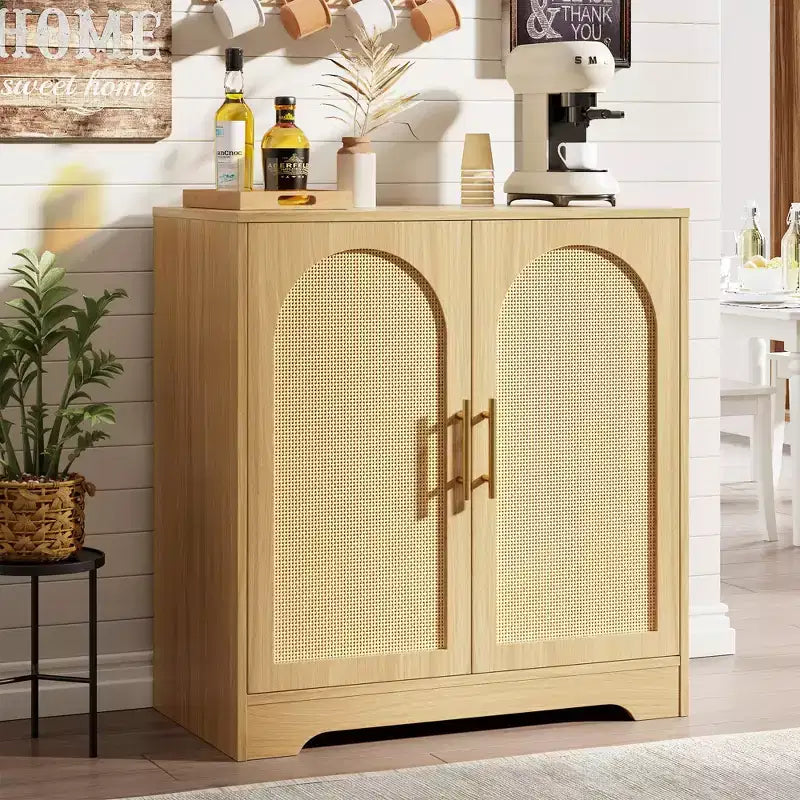 30 Rattan Sideboard Buffet Cabinet, Modern Console Table for Living Room, Kitchen, Hallway, Dining Room, Entryway
