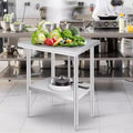 24x36 Inch Stainless Steel Prep Table, 2-Tier Heavy Duty Work Table with Adjustable Undershelf for Kitchen, NSF Certified