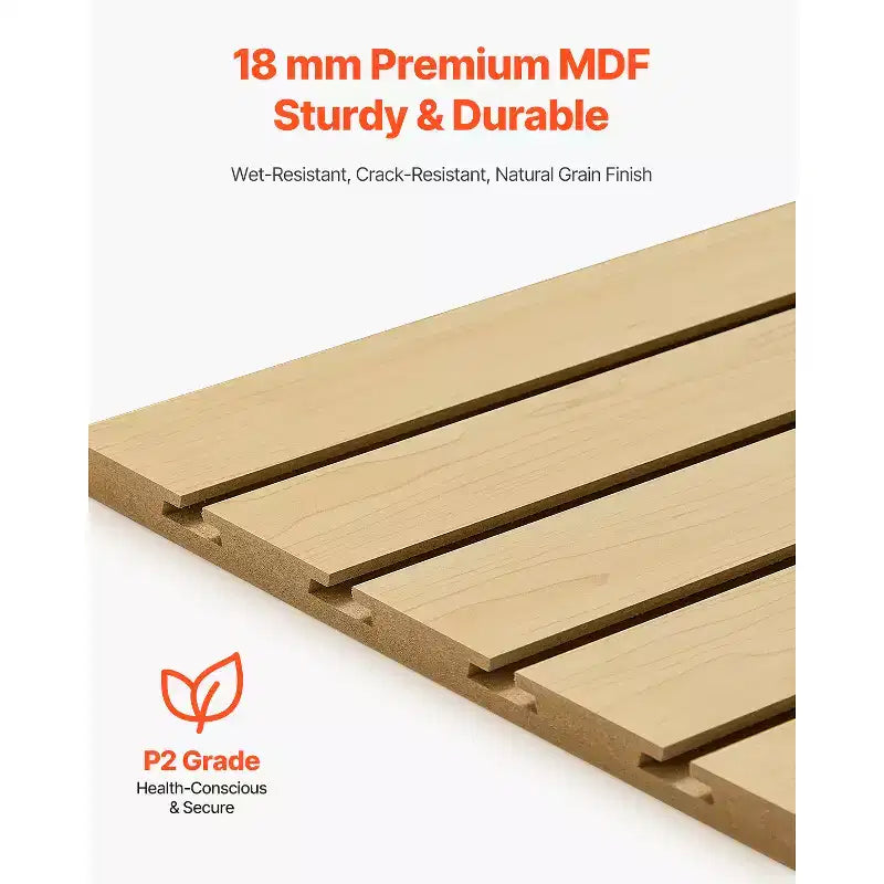 4x4ft MDF Garage Slat Wall Paneling with Modular Design, Natural Finish, Easy-to-Install Adjustable Slatwall Panel