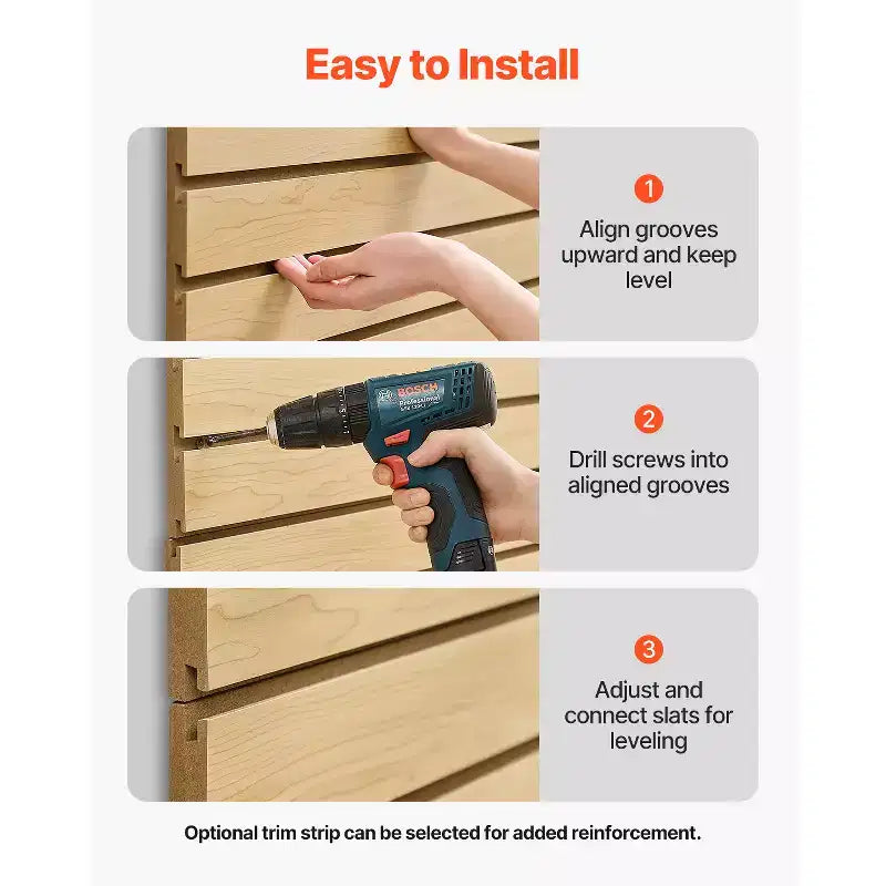 4x4ft MDF Garage Slat Wall Paneling with Modular Design, Natural Finish, Easy-to-Install Adjustable Slatwall Panel