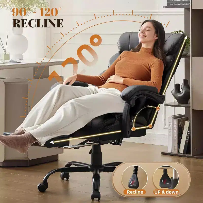 Ergonomic High Back Computer Gaming Chair, Wide Heavy Duty Task Desk Chair, PU Leather, 500 lbs