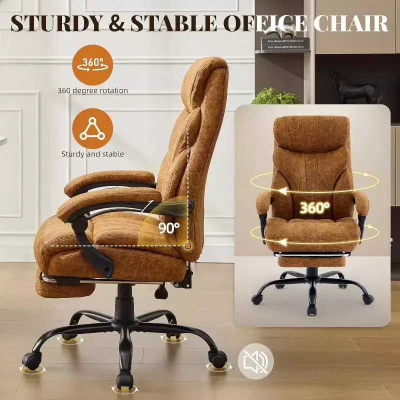Ergonomic High Back Computer Gaming Chair, Wide Heavy Duty Task Desk Chair, PU Leather, 500 lbs