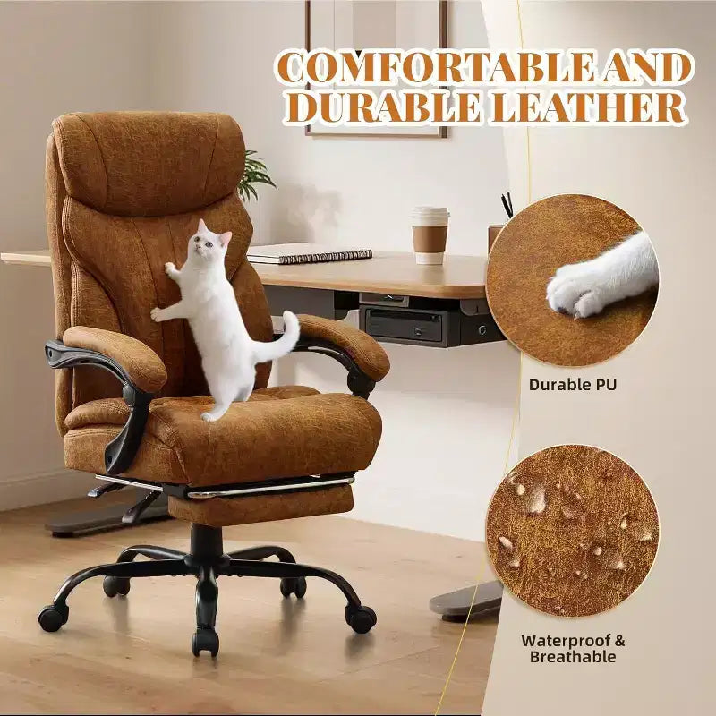 Ergonomic High Back Computer Gaming Chair, Wide Heavy Duty Task Desk Chair, PU Leather, 500 lbs