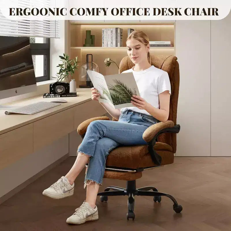 Ergonomic High Back Computer Gaming Chair, Wide Heavy Duty Task Desk Chair, PU Leather, 500 lbs