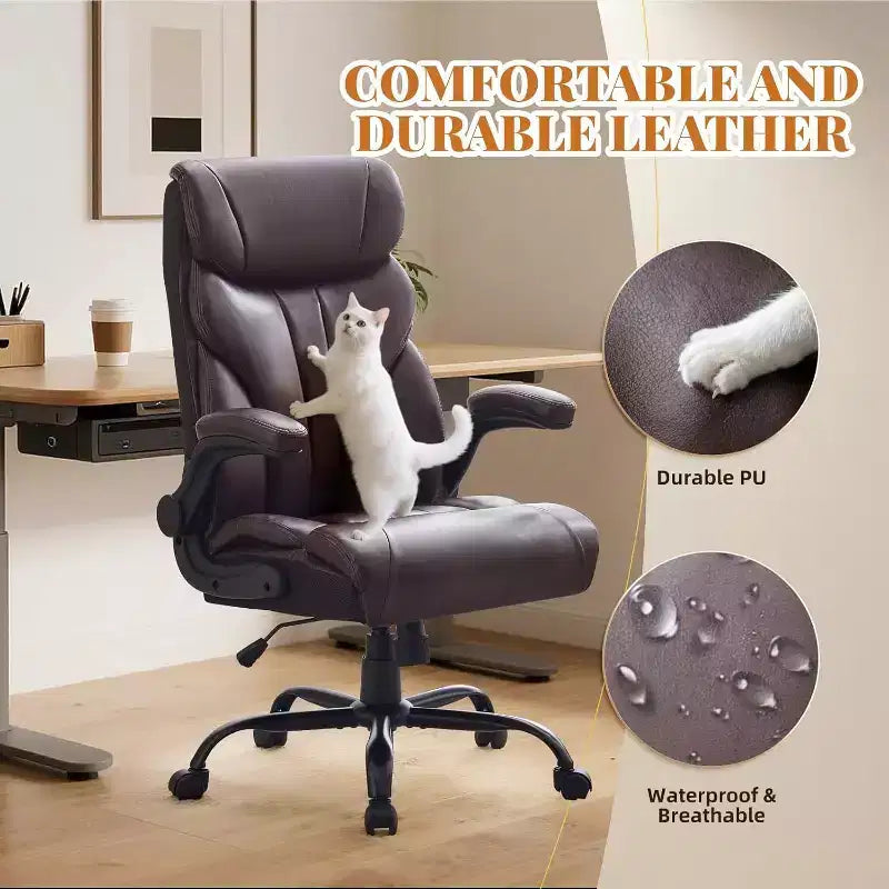 Ergonomic High Back Computer Gaming Chair, Wide Heavy Duty Task Desk Chair, PU Leather, 500 lbs