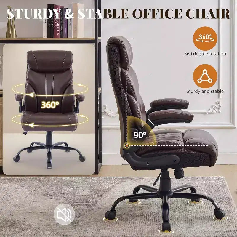 Ergonomic High Back Computer Gaming Chair, Wide Heavy Duty Task Desk Chair, PU Leather, 500 lbs