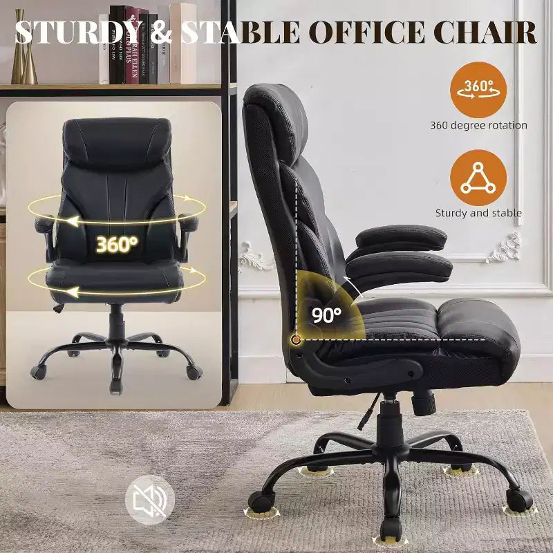 Ergonomic High Back Computer Gaming Chair, Wide Heavy Duty Task Desk Chair, PU Leather, 500 lbs