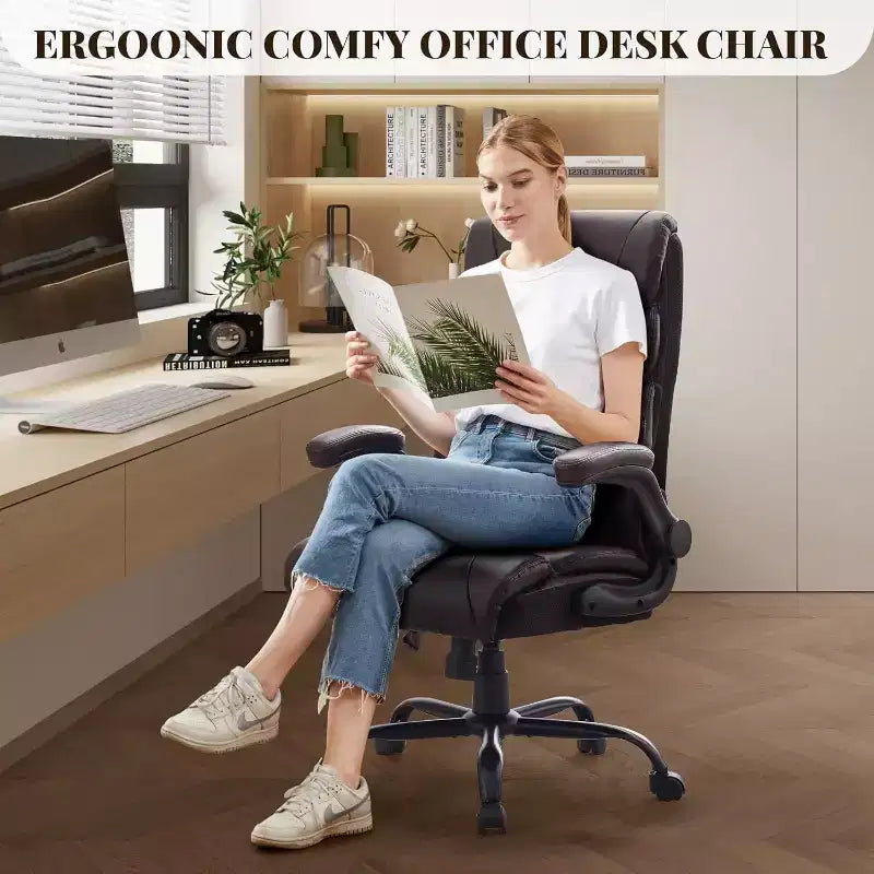Ergonomic High Back Computer Gaming Chair, Wide Heavy Duty Task Desk Chair, PU Leather, 500 lbs