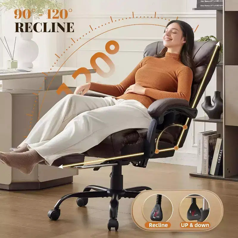 Ergonomic High Back Computer Gaming Chair, Wide Heavy Duty Task Desk Chair, PU Leather, 500 lbs