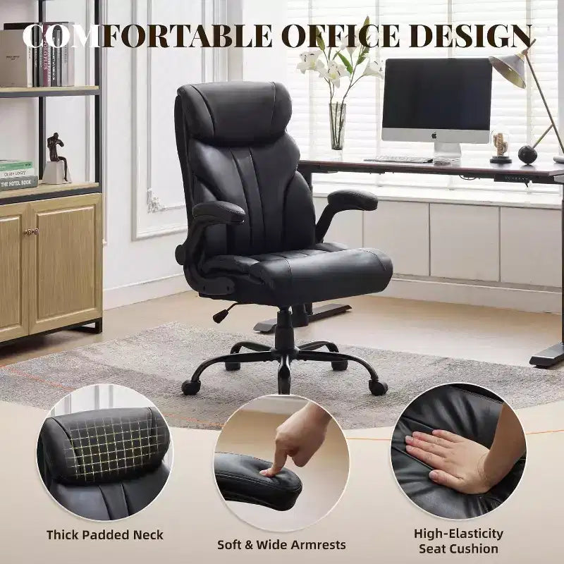 Ergonomic High Back Computer Gaming Chair, Wide Heavy Duty Task Desk Chair, PU Leather, 500 lbs