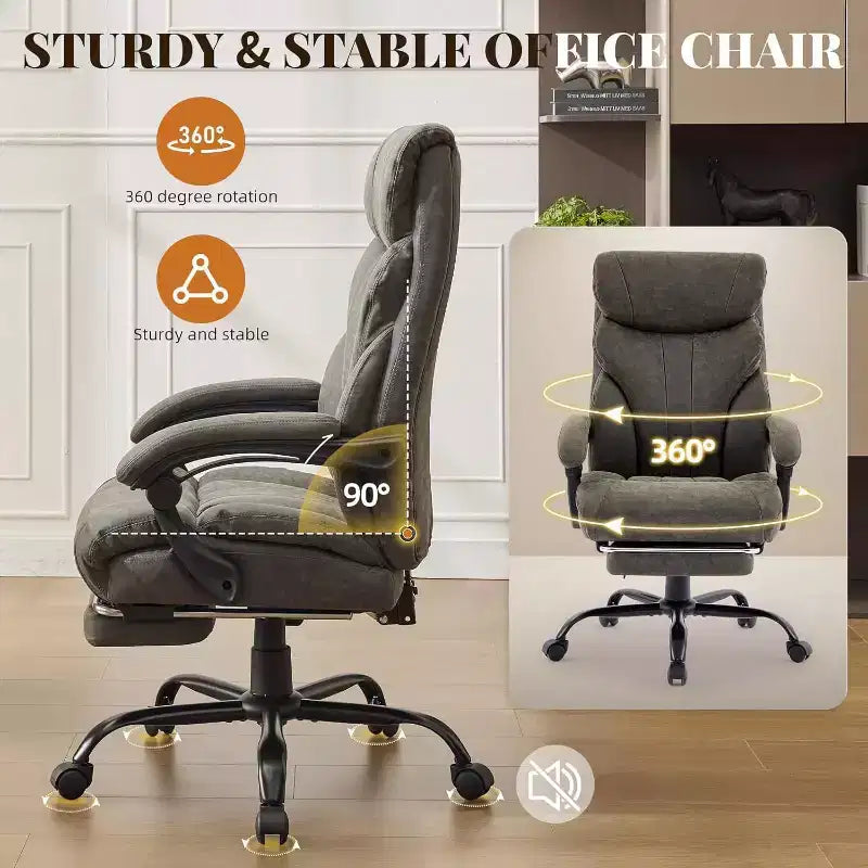 Ergonomic High Back Computer Gaming Chair, Wide Heavy Duty Task Desk Chair, PU Leather, 500 lbs