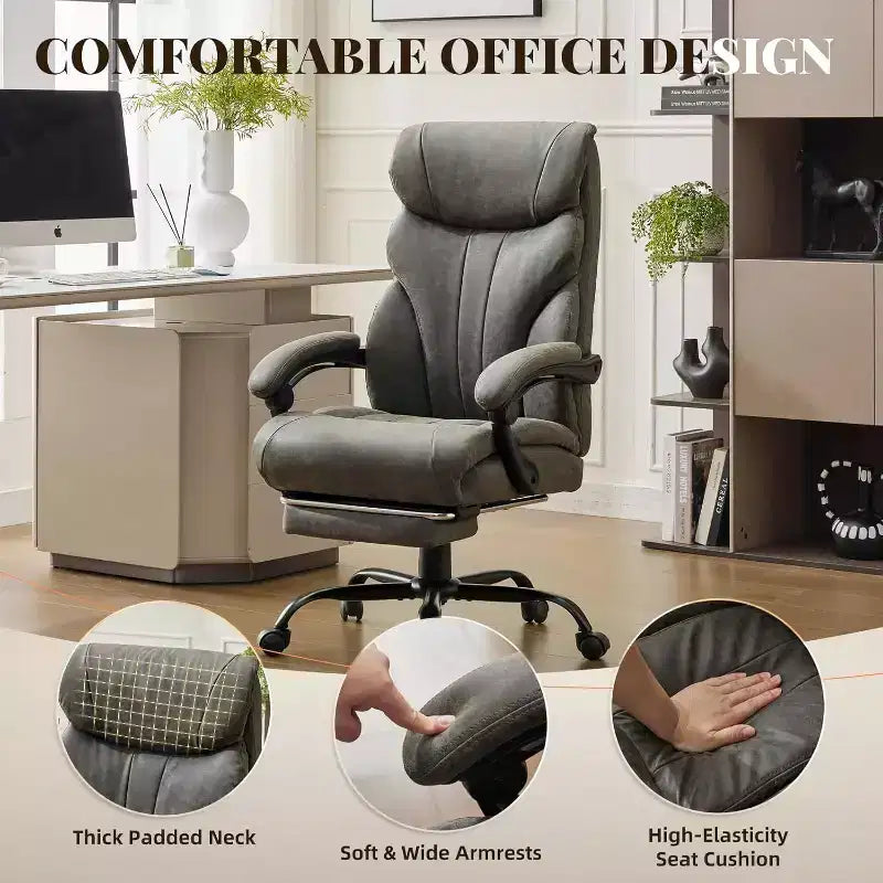 Ergonomic High Back Computer Gaming Chair, Wide Heavy Duty Task Desk Chair, PU Leather, 500 lbs