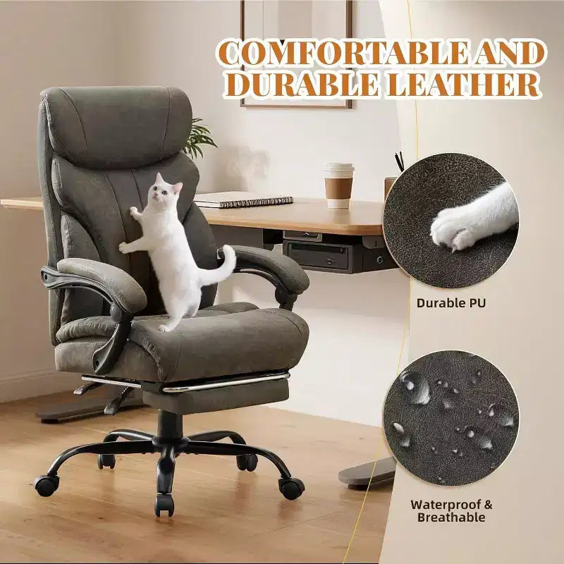 Ergonomic High Back Computer Gaming Chair, Wide Heavy Duty Task Desk Chair, PU Leather, 500 lbs