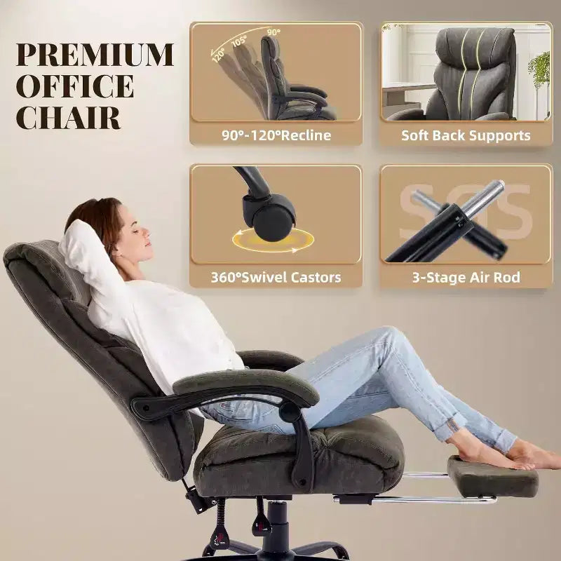 Ergonomic High Back Computer Gaming Chair, Wide Heavy Duty Task Desk Chair, PU Leather, 500 lbs
