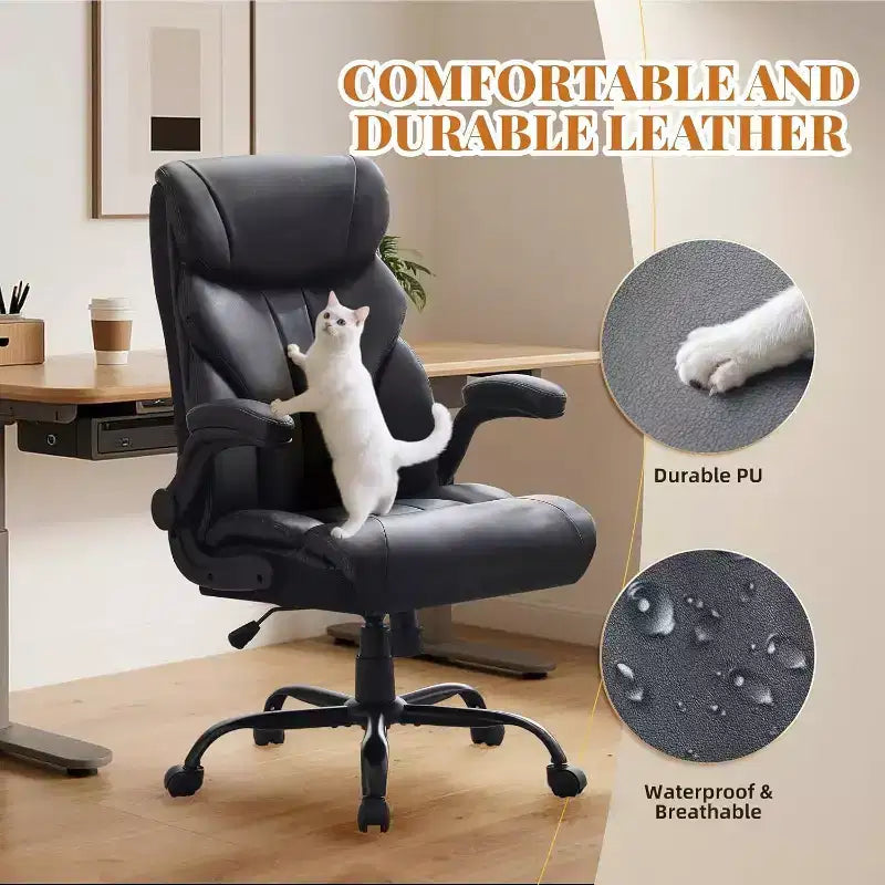 Ergonomic High Back Computer Gaming Chair, Wide Heavy Duty Task Desk Chair, PU Leather, 500 lbs