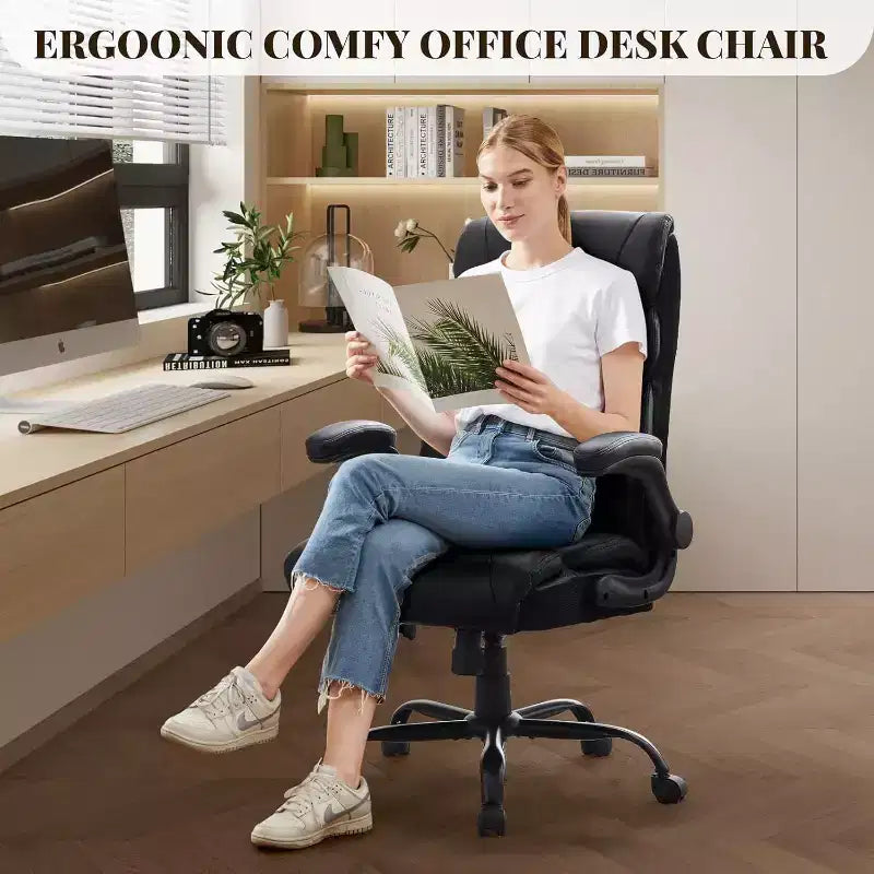 Ergonomic High Back Computer Gaming Chair, Wide Heavy Duty Task Desk Chair, PU Leather, 500 lbs