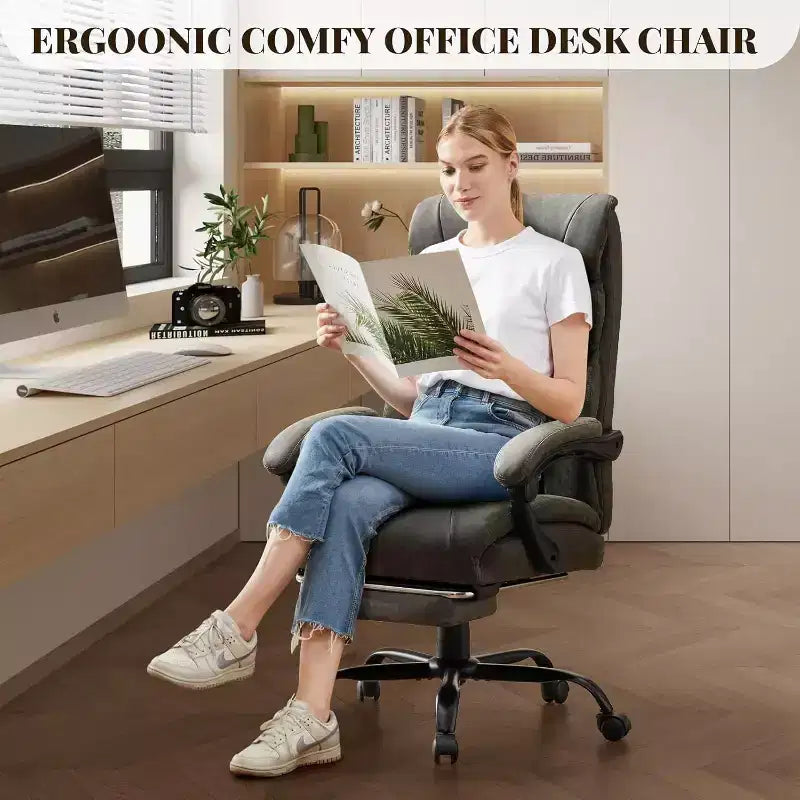 Ergonomic High Back Computer Gaming Chair, Wide Heavy Duty Task Desk Chair, PU Leather, 500 lbs