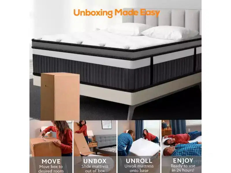 Mattress on Sale: 14 King Hybrid Mattress in a Box, Gel Memory Foam+Pocketed Coils, Cooling, Medium, Pressure Relief, Motion Isolation
