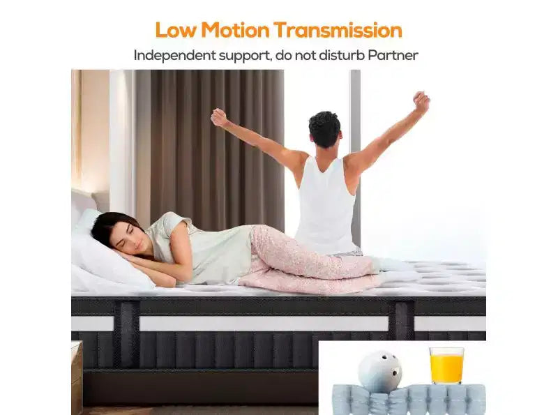 Mattress on Sale: 14 King Hybrid Mattress in a Box, Gel Memory Foam+Pocketed Coils, Cooling, Medium, Pressure Relief, Motion Isolation