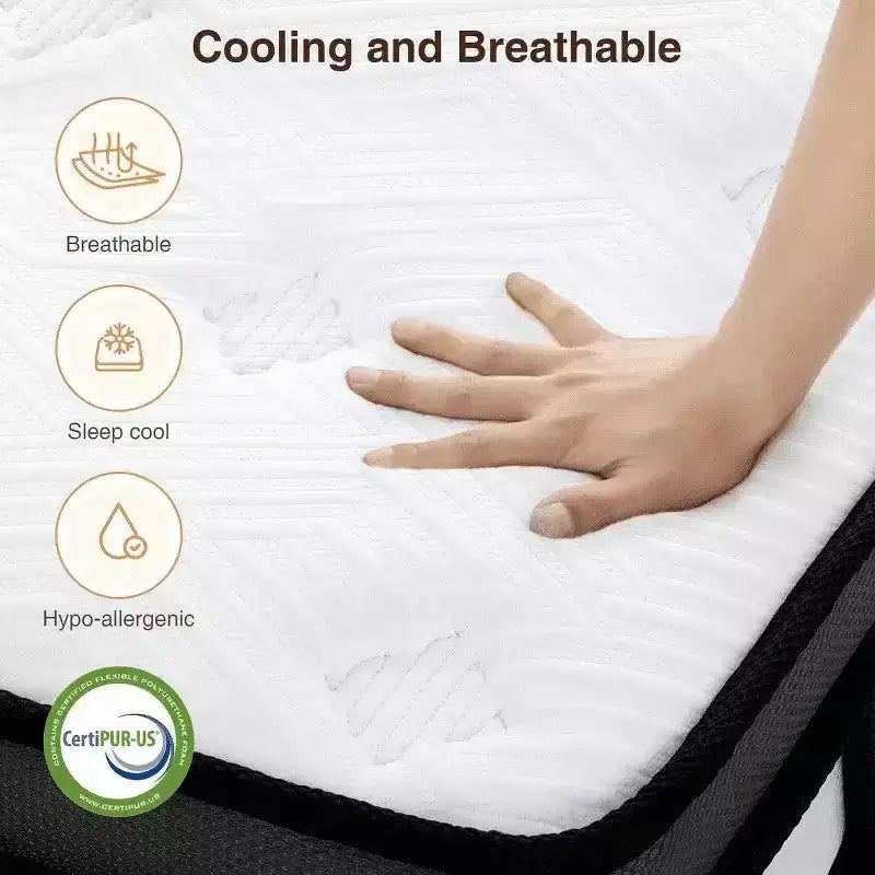 Mattress on Sale: 14 King Hybrid Mattress in a Box, Gel Memory Foam+Pocketed Coils, Cooling, Medium, Pressure Relief, Motion Isolation