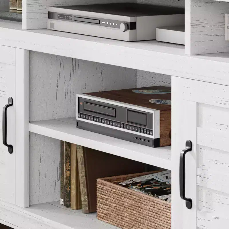 Farmhouse TV Stand 70.9 - Adjustable Shelves, Cabinet Doors - Entertainment Center for Living Room/Bedroom