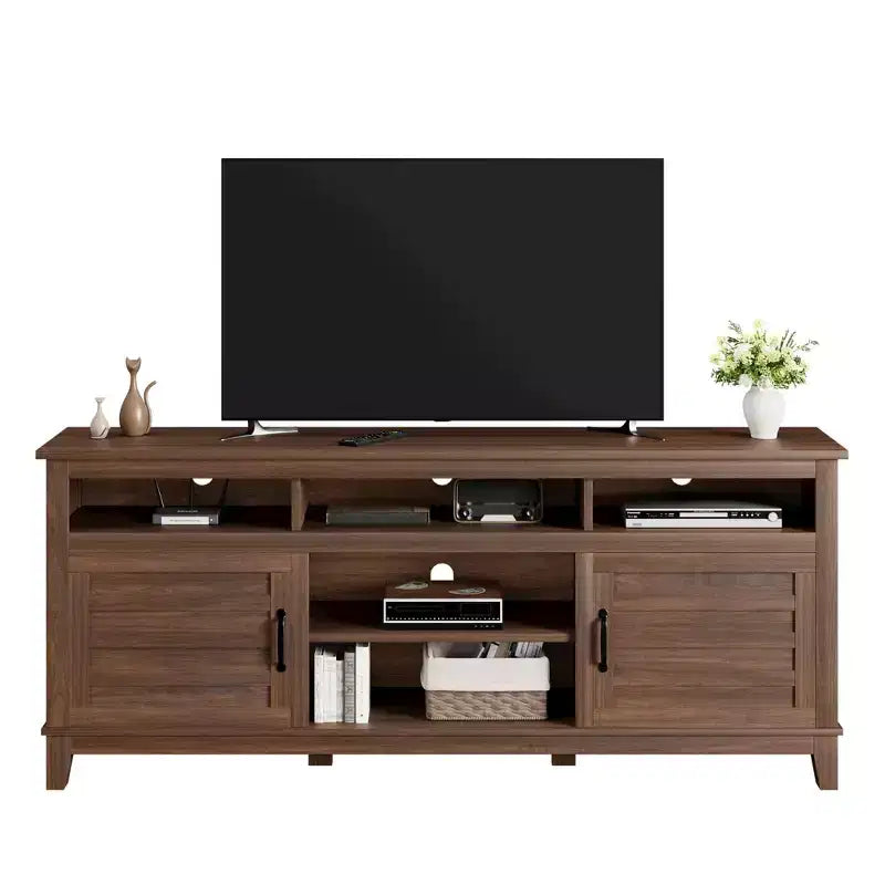 Farmhouse TV Stand 70.9 - Adjustable Shelves, Cabinet Doors - Entertainment Center for Living Room/Bedroom