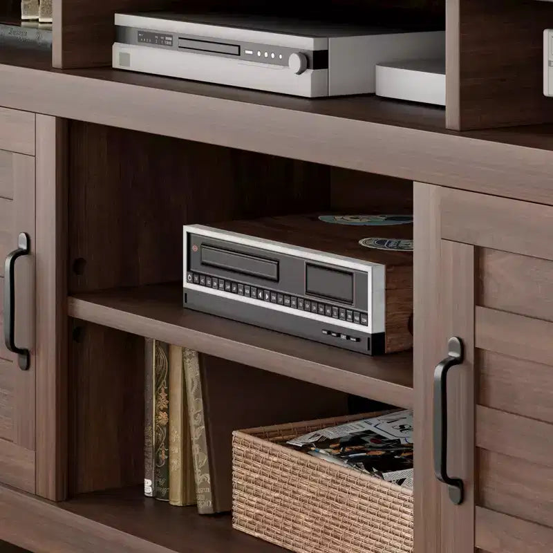Farmhouse TV Stand 70.9 - Adjustable Shelves, Cabinet Doors - Entertainment Center for Living Room/Bedroom