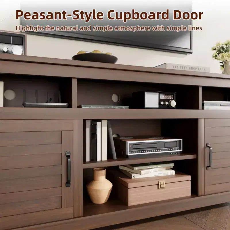 Farmhouse TV Stand 70.9 - Adjustable Shelves, Cabinet Doors - Entertainment Center for Living Room/Bedroom