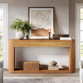 63" Fluted Console Table for Entryway, Narrow Wood Sofa Table for Hallway, Foyer, Front Door