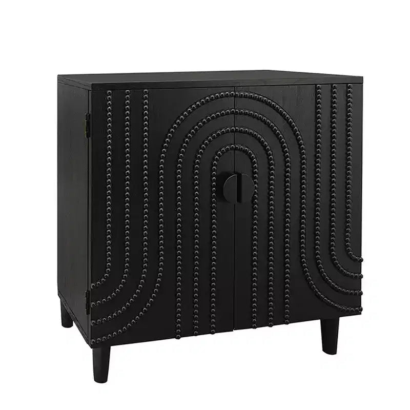 Buffet Accent Cabinet, Antique Black Entryway Table with Storage Wood Credenzas for Living Room Home Bar, 4 Doors & Adjustable Shelves