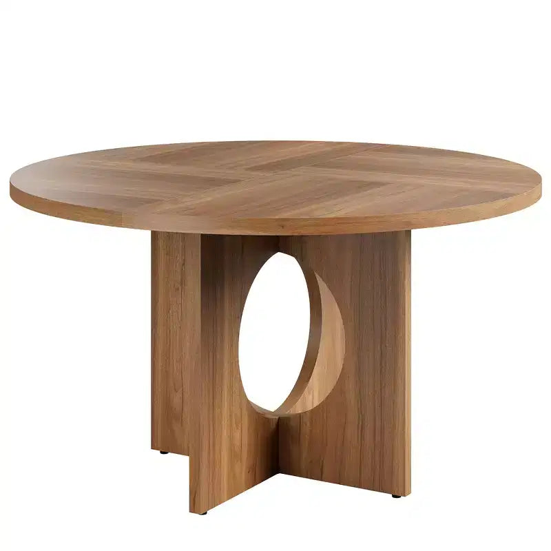 47 Round Dining Table with Sturdy Pedestal Base, Space Saving for Living Room, Kitchen, Apartment