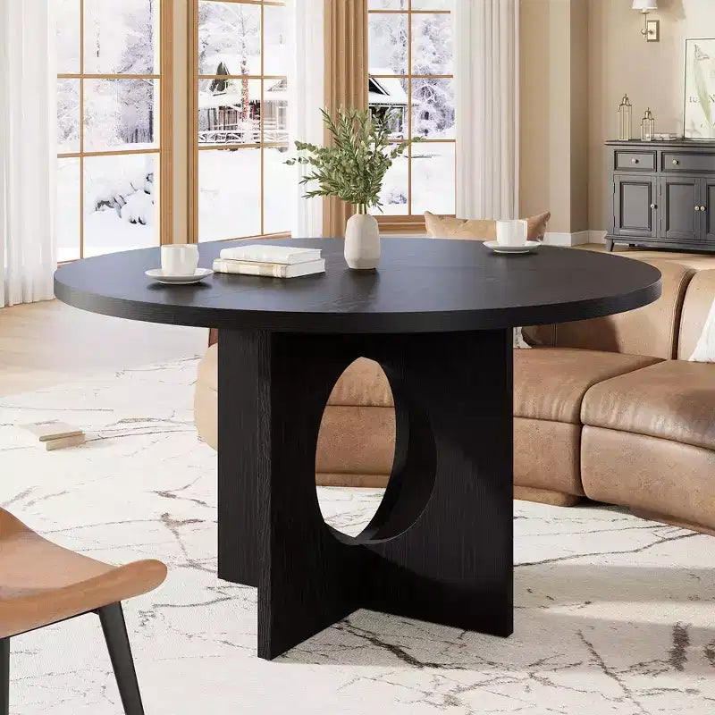 47 Round Dining Table with Sturdy Pedestal Base, Space Saving for Living Room, Kitchen, Apartment