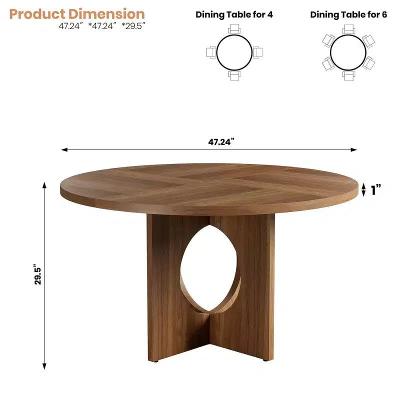 47 Round Dining Table with Sturdy Pedestal Base, Space Saving for Living Room, Kitchen, Apartment
