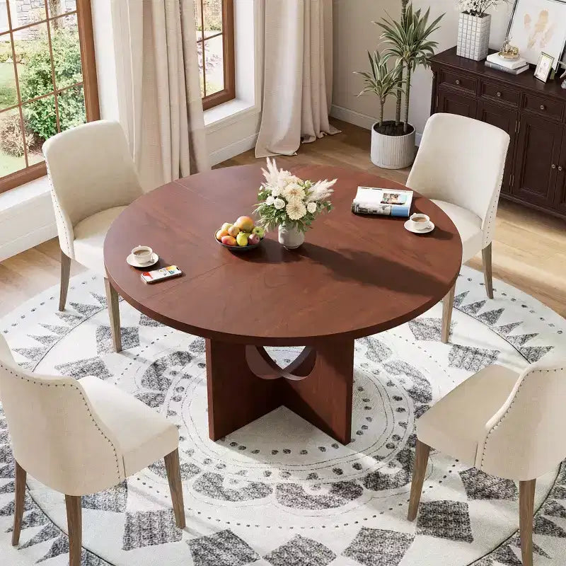 47 Round Dining Table with Sturdy Pedestal Base, Space Saving for Living Room, Kitchen, Apartment
