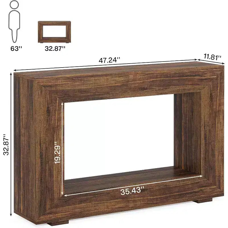 47-Inch Farmhouse Console Table with Storage, Industrial Entryway Accent Table for Living Room, Hallway