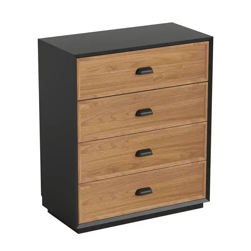 Mid-Century Modern 31.49 Solid Wood Nightstand with 4 Drawers, Bedside Table