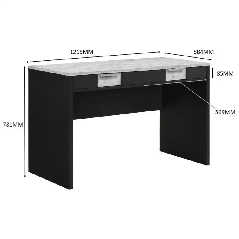 Modern 48" Wooden Computer Desk with Two Drawers, Writing Desk for Home Office, Study, Bedroom