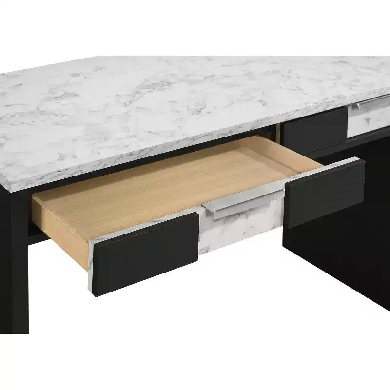 Modern 48" Wooden Computer Desk with Two Drawers, Writing Desk for Home Office, Study, Bedroom