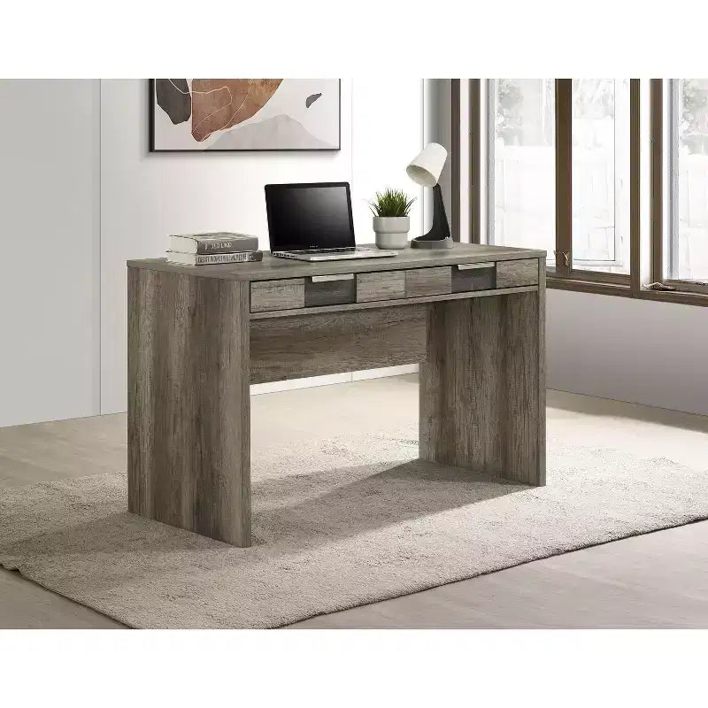 Modern 48" Wooden Computer Desk with Two Drawers, Writing Desk for Home Office, Study, Bedroom