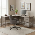 TUYOHW 58.66 L-Shaped Corner Desk,Computer Desk with File Drawer,Lower Shelf,Cable Grommets,Writing Desk for Home Office,Study,Bedroom