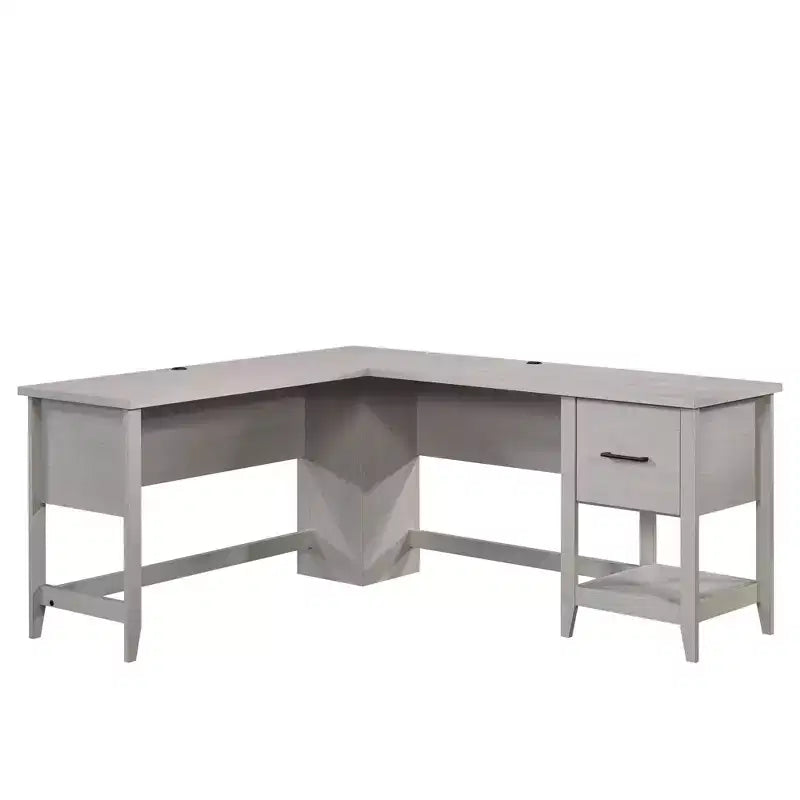 58.66" L-Shaped Corner Desk with File Drawer, Lower Shelf & Cable Grommets, Writing Desk for Home Office