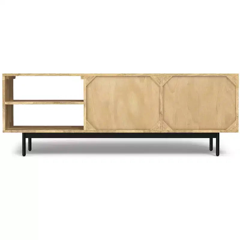 54" Wide Solid Wood Transitional TV Stand in Black, For TVs up to 60"