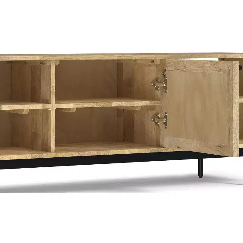 54" Wide Solid Wood Transitional TV Stand in Black, For TVs up to 60"