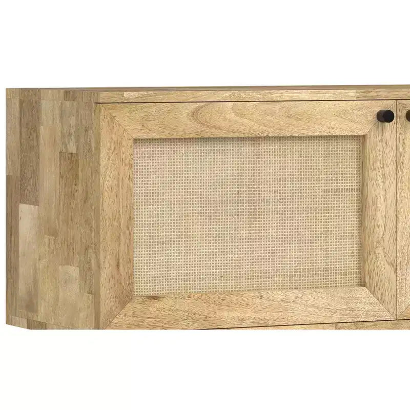 54" Wide Solid Wood Transitional TV Stand in Black, For TVs up to 60"