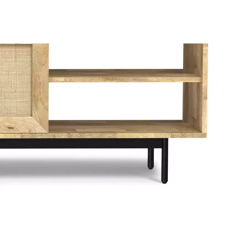 54" Wide Solid Wood Transitional TV Stand in Black, For TVs up to 60"